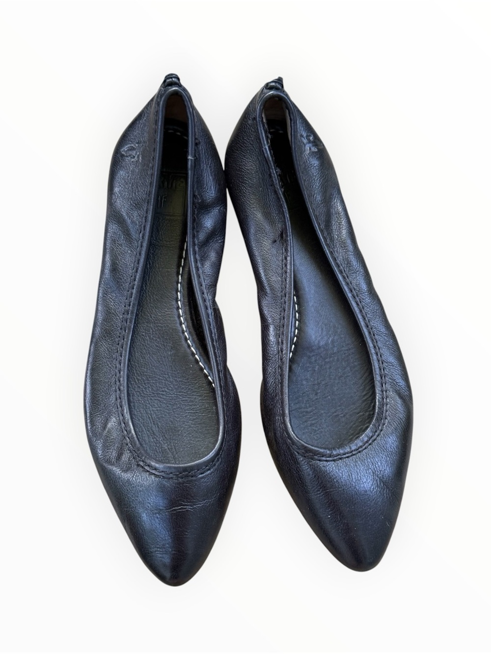 FRYE Heather Ballet black leather flat shoes women’s